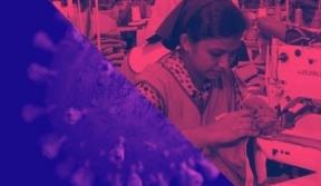 Image of Sri Lankan Textile Worker Juxtaposed with Coronavirus